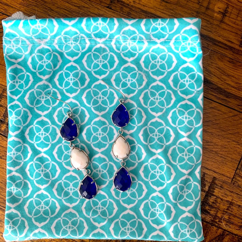 Gwyneth blue and white Kendra Scott stone earrings